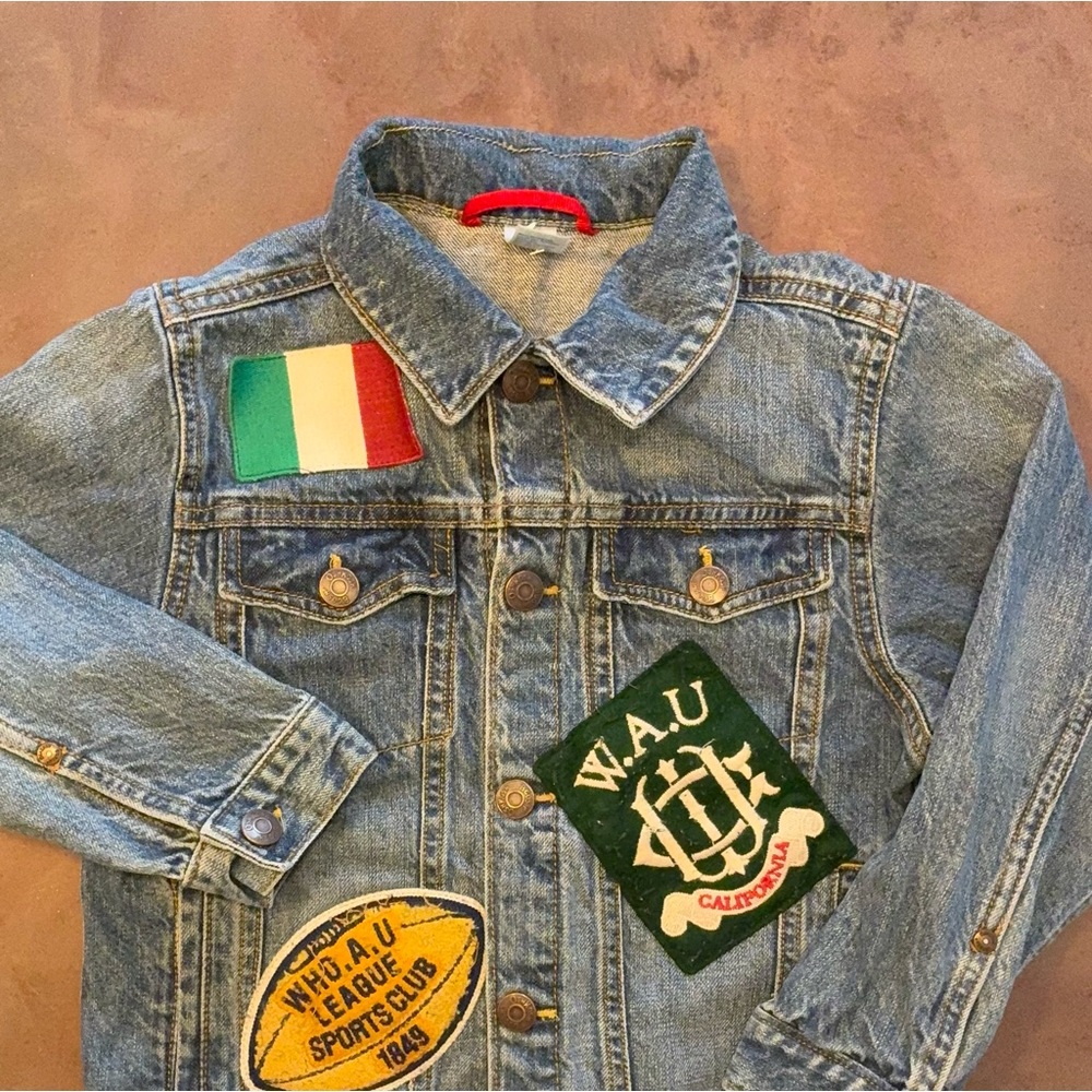 Children's Denim Jacket with Colorful Patches